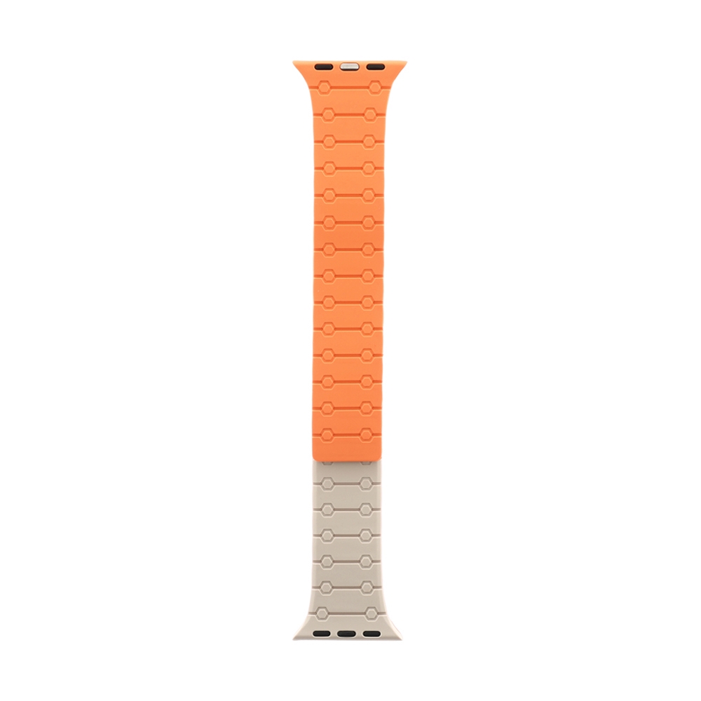 สาย Apple Watch PANTHERA 46mm Liquid Silicone with Magnet White/Orange