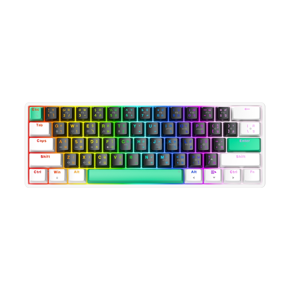 KEYBOARD FANTECH MK613 ATOM X61 BLACK WHITE (BLUE SWITCH คีย์บอร์ด)