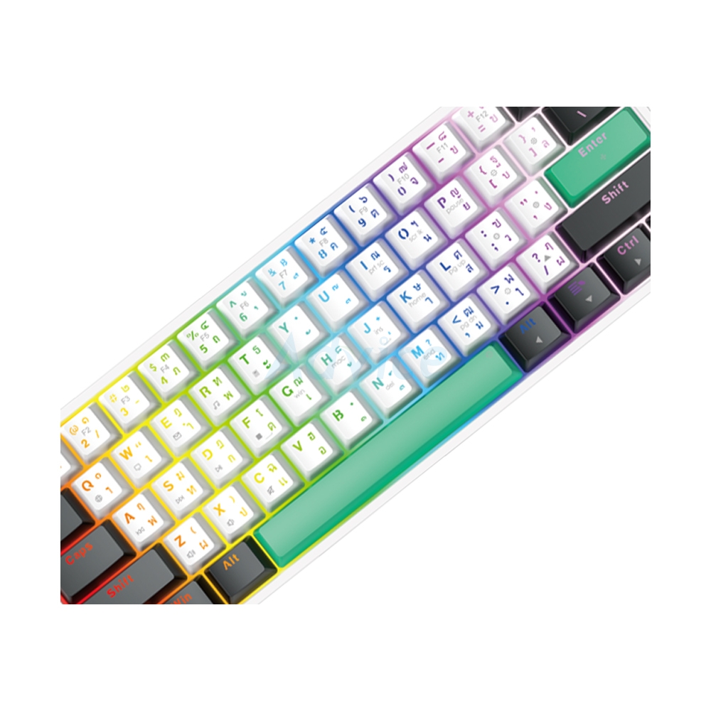 KEYBOARD FANTECH MK613 ATOM X61 WHITE BLACK (BLUE SWITCH คีย์บอร์ด)