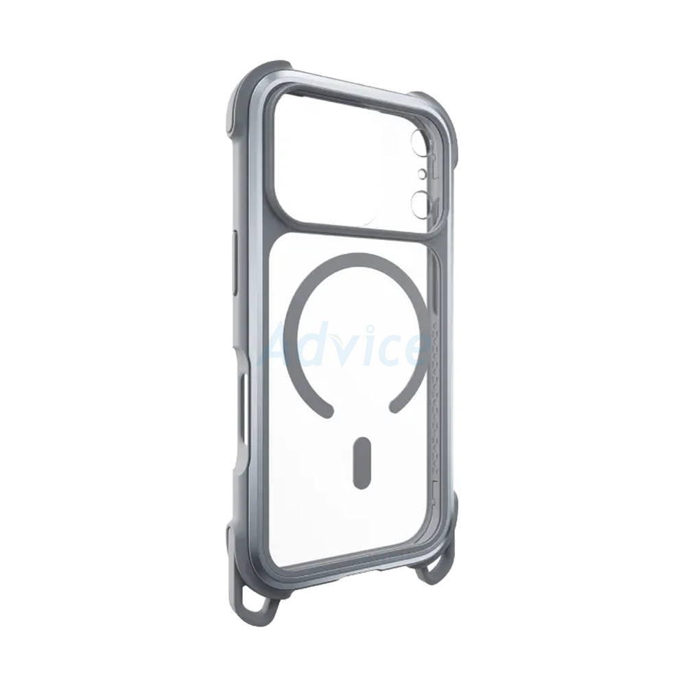 Case iPhone 17 Pro MAGEASY Odyssey Strap M Rugged Utility Protective Case with Lanyard Mist/Concrete Gray