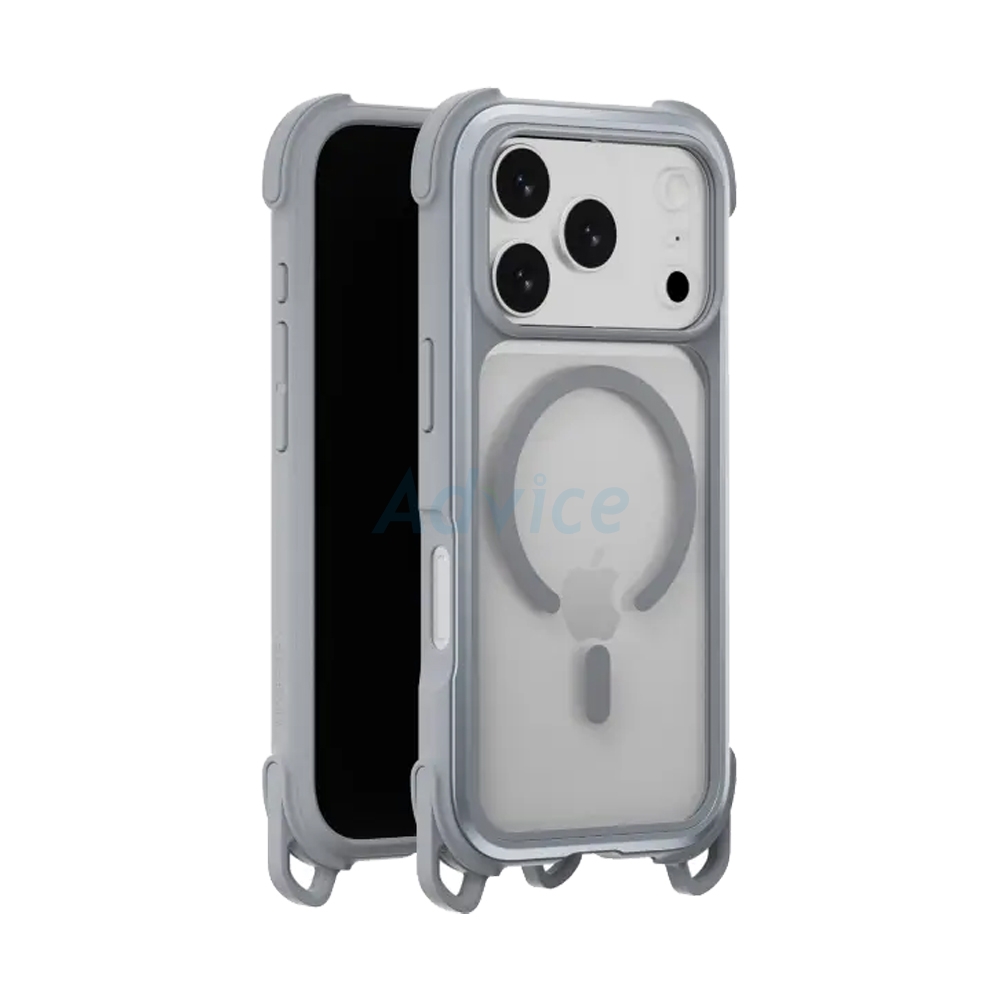 Case iPhone 17 Pro MAGEASY Odyssey Strap M Rugged Utility Protective Case with Lanyard Mist/Concrete Gray
