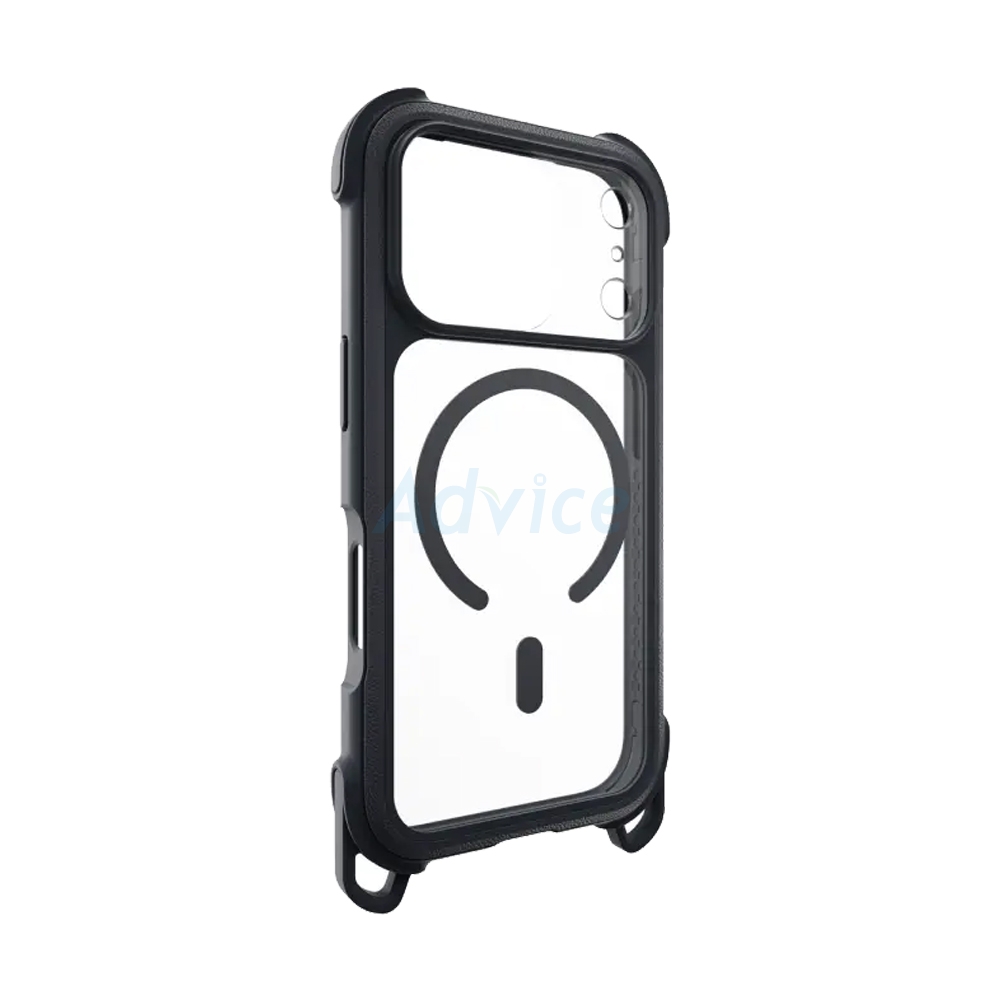 Case iPhone 17 Pro MAGEASY Odyssey Strap M Rugged Utility Protective Case with Lanyard Leatherette Midnight/Black