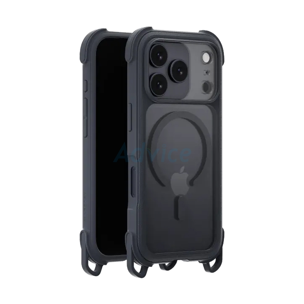 Case iPhone 17 Pro MAGEASY Odyssey Strap M Rugged Utility Protective Case with Lanyard Leatherette Midnight/Black