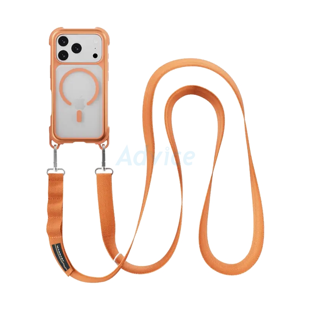 Case iPhone 17 Pro MAGEASY Odyssey Strap M Rugged Utility Protective Case with Lanyard Coral/Orange
