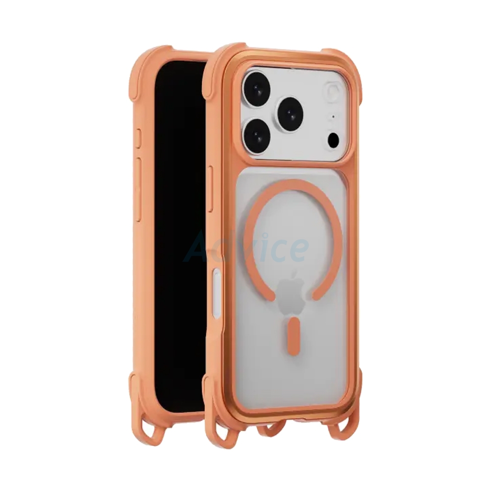 Case iPhone 17 Pro MAGEASY Odyssey Strap M Rugged Utility Protective Case with Lanyard Coral/Orange