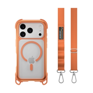 Case iPhone 17 Pro MAGEASY Odyssey Strap M Rugged Utility Protective Case with Lanyard Coral/Orange