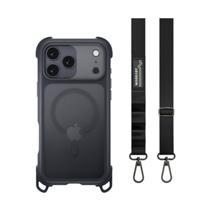 Case iPhone 17 Pro Max MAGEASY Odyssey Strap M Rugged Utility Protective Case with Lanyard Leatherette Midnight/Black