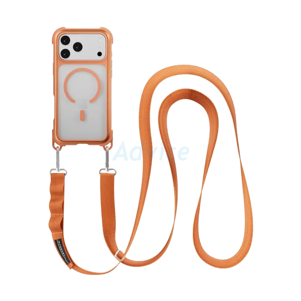 Case iPhone 17 Pro Max MAGEASY Odyssey Strap M Rugged Utility Protective Case with Lanyard Coral/Orange