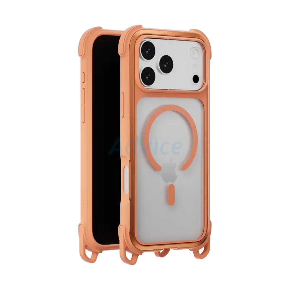 Case iPhone 17 Pro Max MAGEASY Odyssey Strap M Rugged Utility Protective Case with Lanyard Coral/Orange