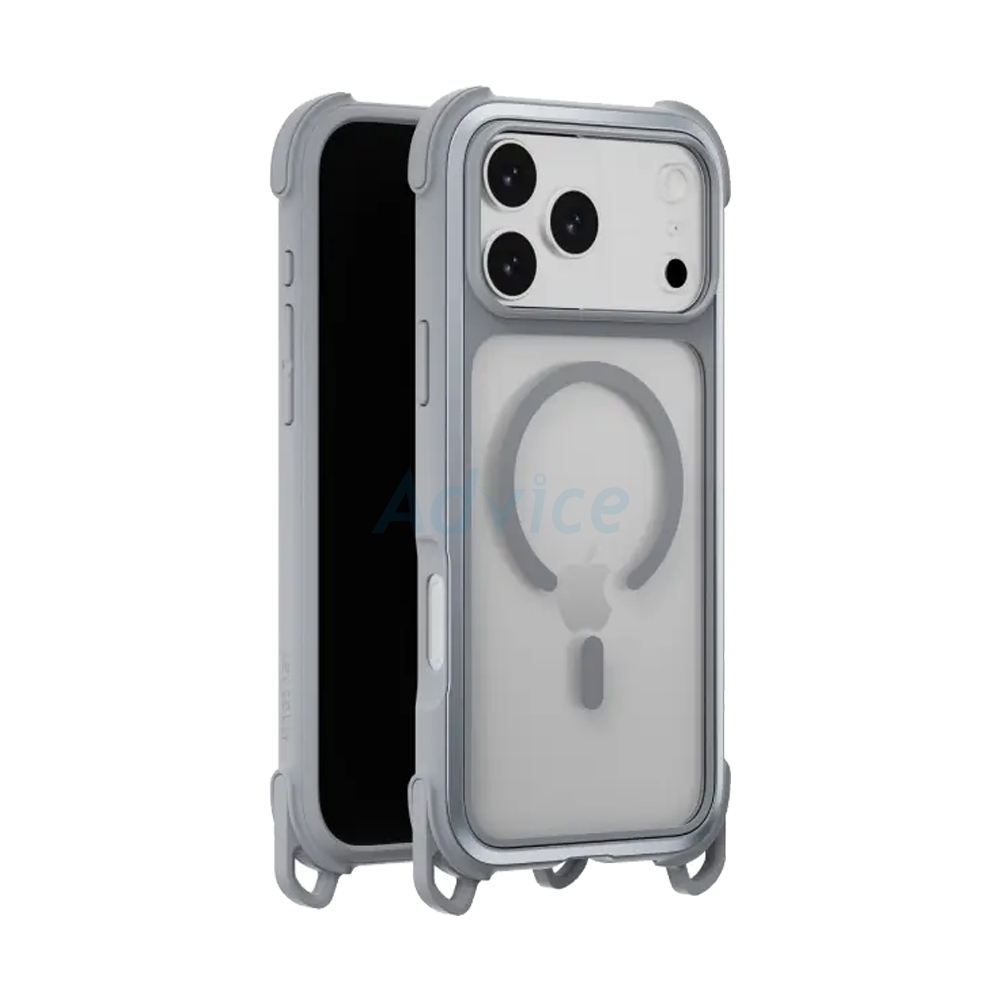 Case iPhone 17 Pro Max MAGEASY Odyssey Strap M Rugged Utility Protective Case with Lanyard Mist/Concrete Gray