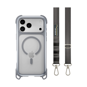 Case iPhone 17 Pro Max MAGEASY Odyssey Strap M Rugged Utility Protective Case with Lanyard Mist/Concrete Gray
