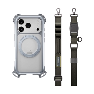 Case iPhone 17 Pro MAGEASY Odyssey Ultra M 360 Magnetic Stand Guard Protective Case with Lanyard Mist/Concrete Gray