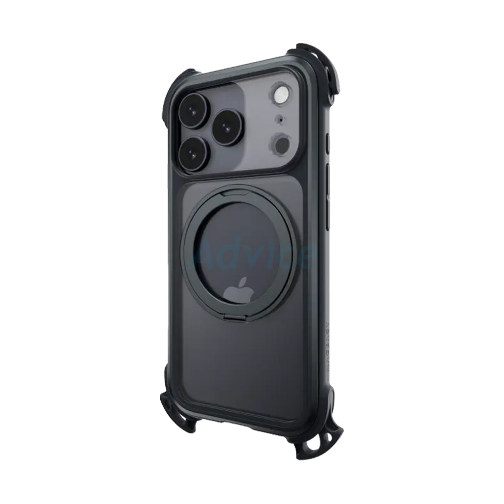 Case iPhone 17 Pro MAGEASY Odyssey Ultra M 360 Magnetic Stand Guard Protective Case with Lanyard Midnight/Black