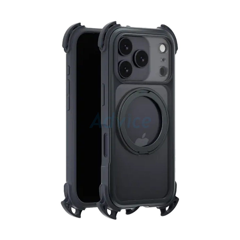 Case iPhone 17 Pro MAGEASY Odyssey Ultra M 360 Magnetic Stand Guard Protective Case with Lanyard Midnight/Black