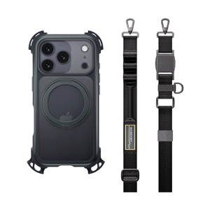 Case iPhone 17 Pro MAGEASY Odyssey Ultra M 360 Magnetic Stand Guard Protective Case with Lanyard Midnight/Black
