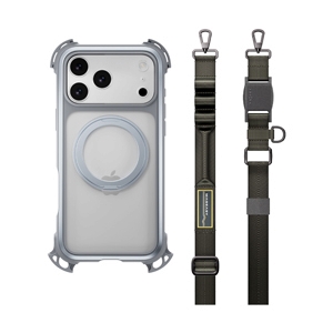 Case iPhone 17 Pro Max MAGEASY Odyssey Ultra M 360 Magnetic Stand Guard Protective Case with Lanyard Mist/Concrete Gray Max