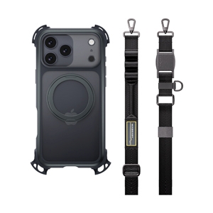 Case iPhone 17 Pro Max MAGEASY Odyssey Ultra M 360 Magnetic Stand Guard Protective Case with Lanyard Midnight/Black Max