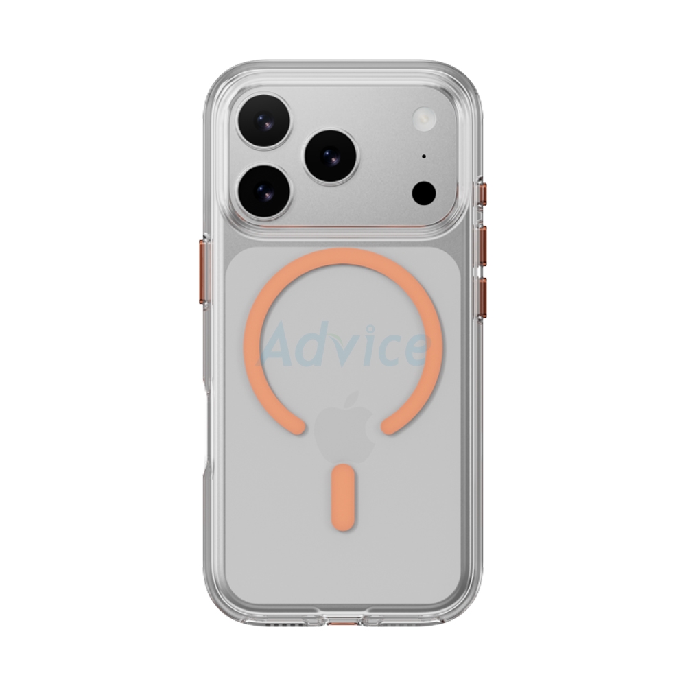 Case iPhone 17 Pro MAGEASY Bright M Never Yellowing Shockproof Clear Case Transparent/Coral Ring
