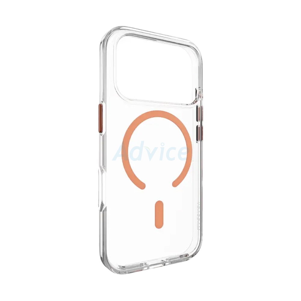 Case iPhone 17 Pro MAGEASY Bright M Never Yellowing Shockproof Clear Case Transparent/Coral Ring