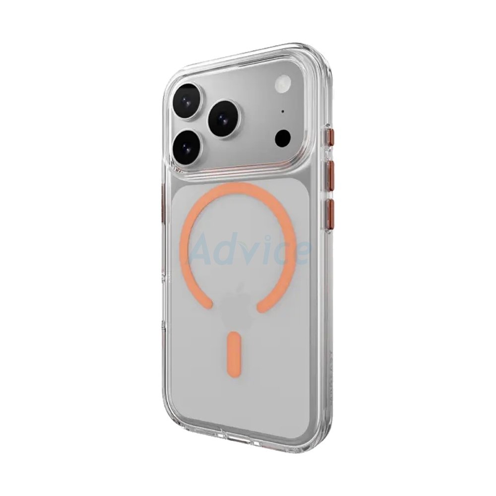 Case iPhone 17 Pro MAGEASY Bright M Never Yellowing Shockproof Clear Case Transparent/Coral Ring