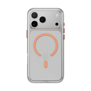 Case iPhone 17 Pro Max MAGEASY Bright M Never Yellowing Shockproof Clear Case Transparent/Coral Ring