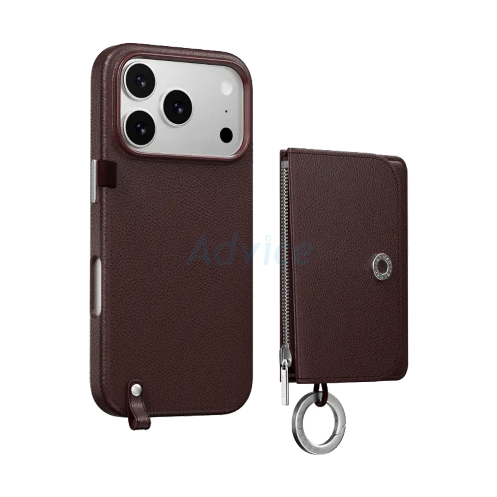 Case iPhone 17 Pro MAGEASY Pouch M Wallet Phone Case with Lanyard Burgundy/Burgundy