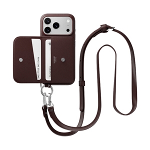 Case iPhone 17 Pro MAGEASY Pouch M Wallet Phone Case with Lanyard Burgundy/Burgundy