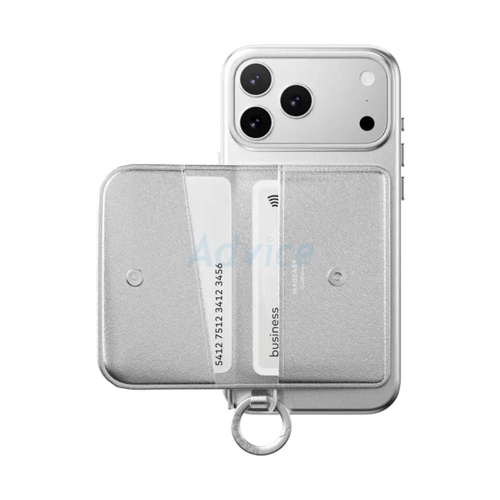 Case iPhone 17 Pro Max MAGEASY Pouch M Wallet Phone Case with Lanyard Silver/Silver