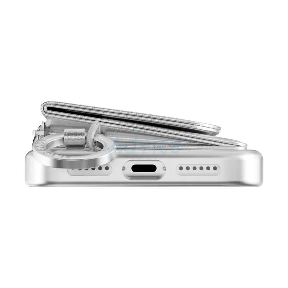 Case iPhone 17 Pro Max MAGEASY Pouch M Wallet Phone Case with Lanyard Silver/Silver