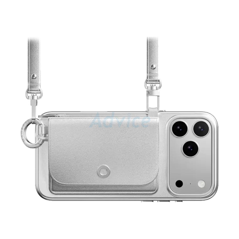 Case iPhone 17 Pro Max MAGEASY Pouch M Wallet Phone Case with Lanyard Silver/Silver