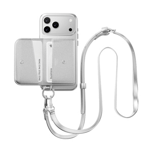 Case iPhone 17 Pro Max MAGEASY Pouch M Wallet Phone Case with Lanyard Silver/Silver