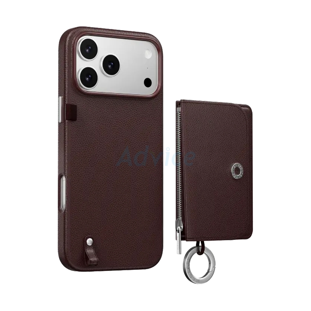 Case iPhone 17 Pro Max MAGEASY Pouch M Wallet Phone Case with Lanyard Burgundy/Burgundy