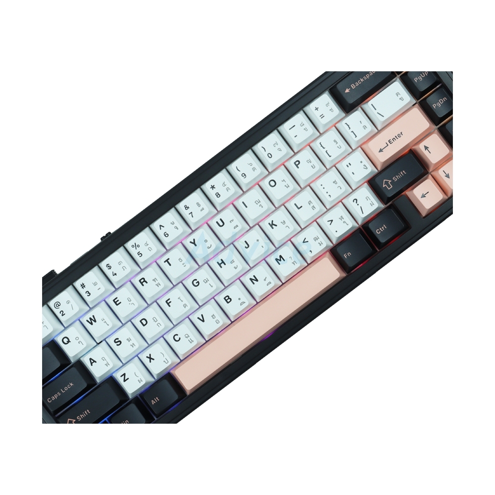 KEYBOARD WIRELESS BLUETOOTH AULA F65 WHITE PINK BLACK (CT SKY BLUE SWITCH คีย์บอร์ด)
