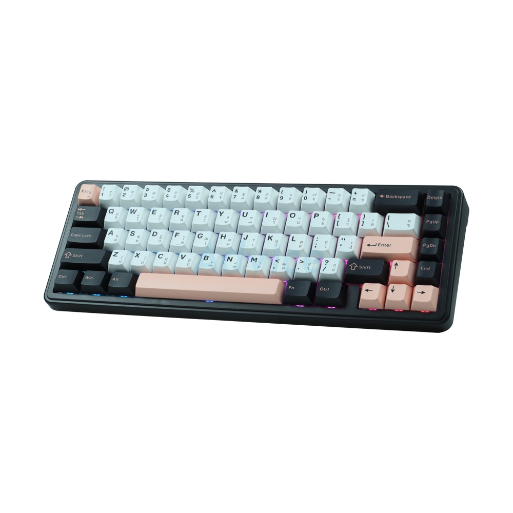 KEYBOARD WIRELESS BLUETOOTH AULA F65 WHITE PINK BLACK (CT SKY BLUE SWITCH คีย์บอร์ด)