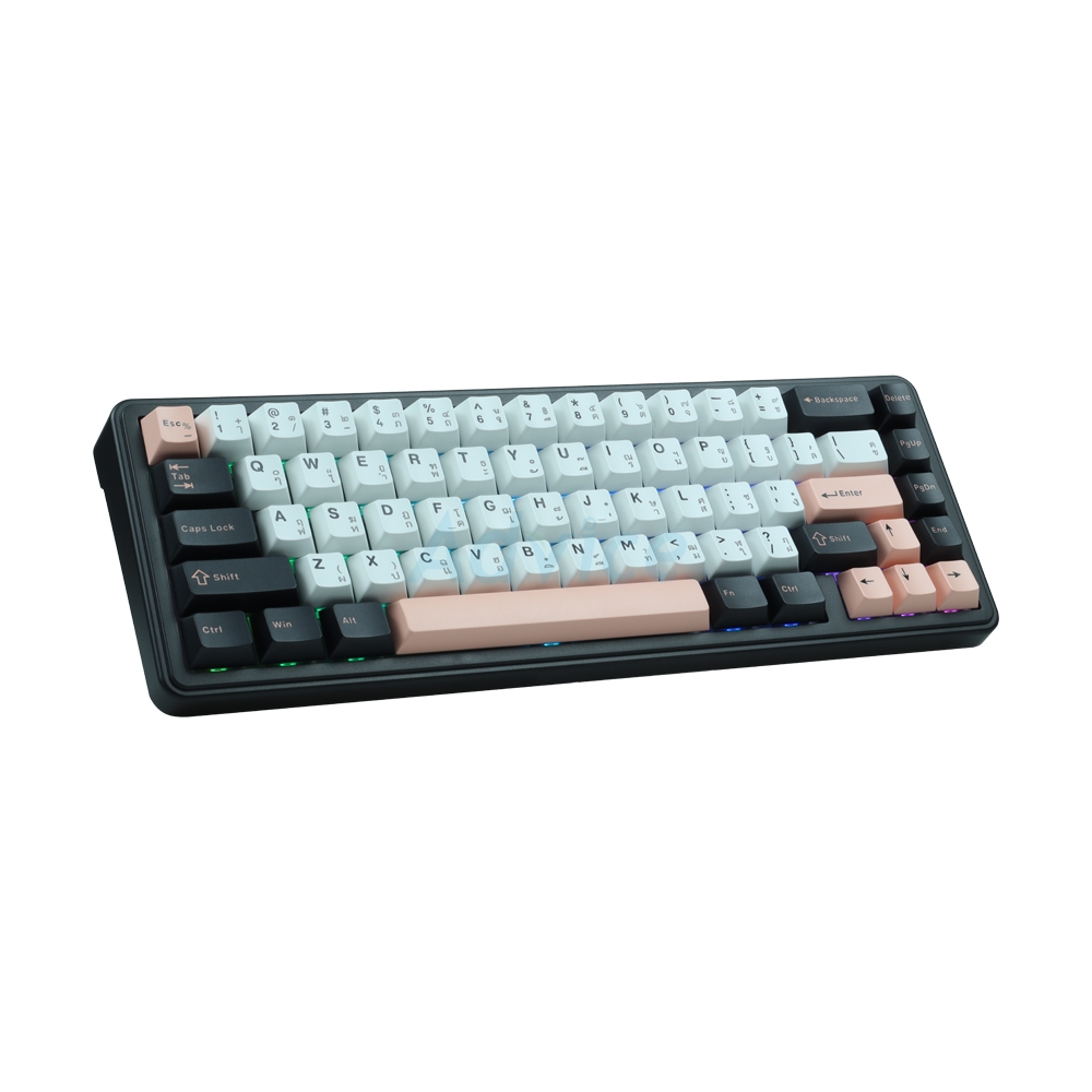 KEYBOARD WIRELESS BLUETOOTH AULA F65 WHITE PINK BLACK (CT SKY BLUE SWITCH คีย์บอร์ด)