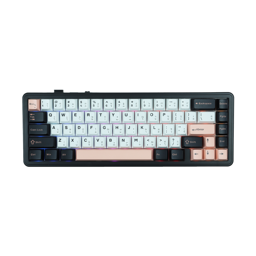 KEYBOARD WIRELESS BLUETOOTH AULA F65 WHITE PINK BLACK (CT SKY BLUE SWITCH คีย์บอร์ด)