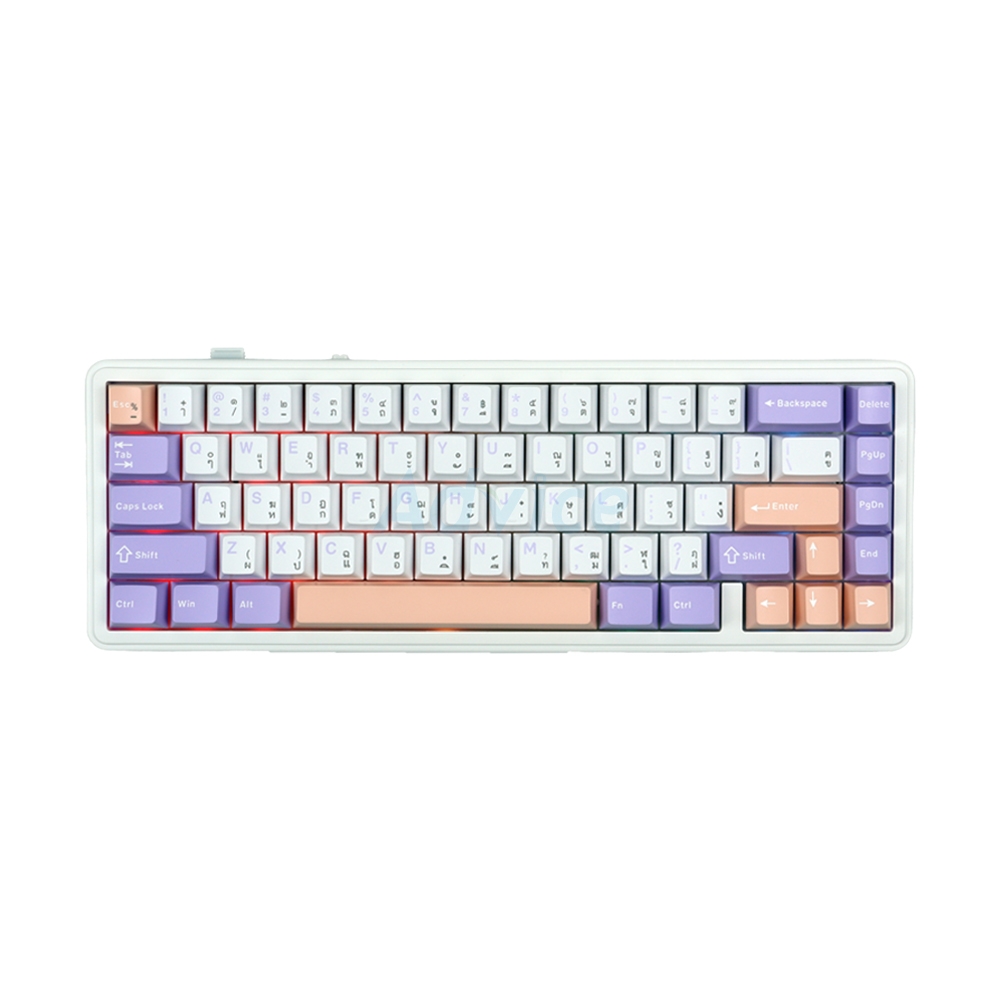KEYBOARD WIRELESS BLUETOOTH AULA F65 WHITE PURPLE PINK (NIMBUS SWITCH คีย์บอร์ด)