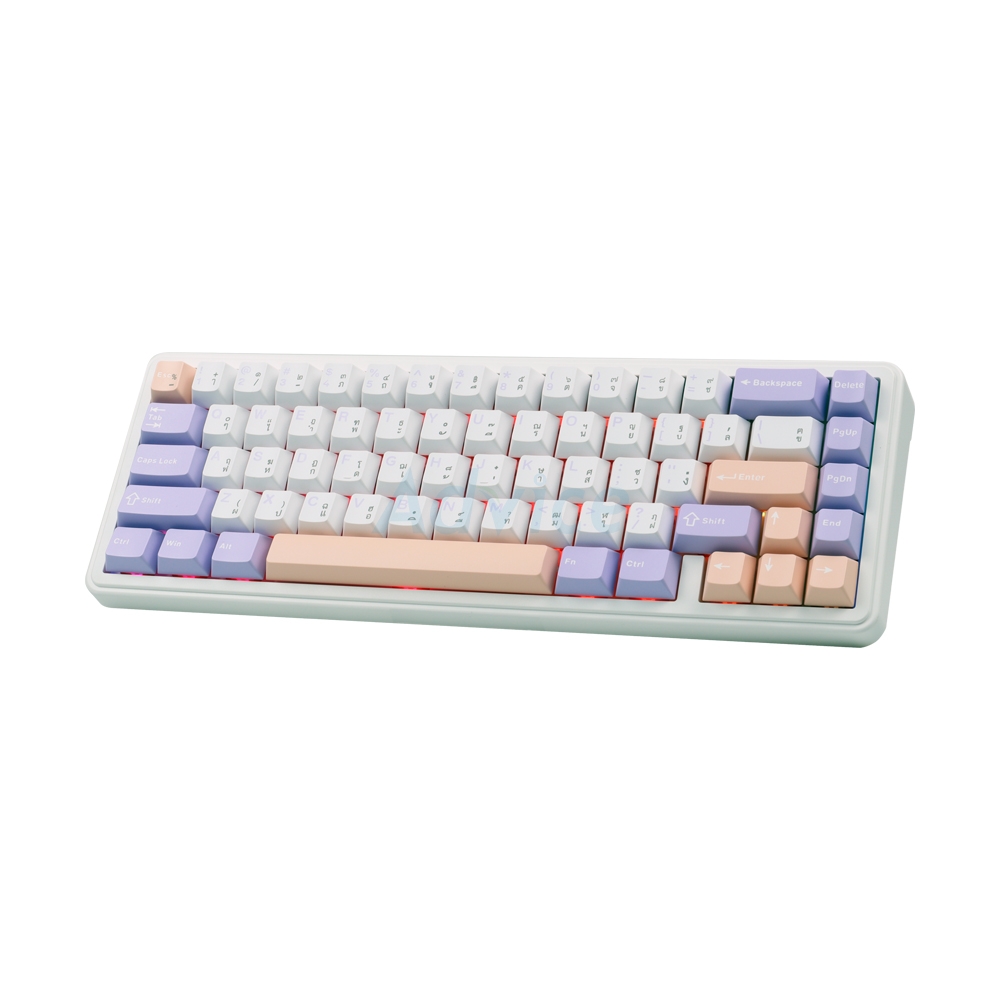 KEYBOARD WIRELESS BLUETOOTH AULA F65 WHITE PURPLE PINK (NIMBUS SWITCH คีย์บอร์ด)