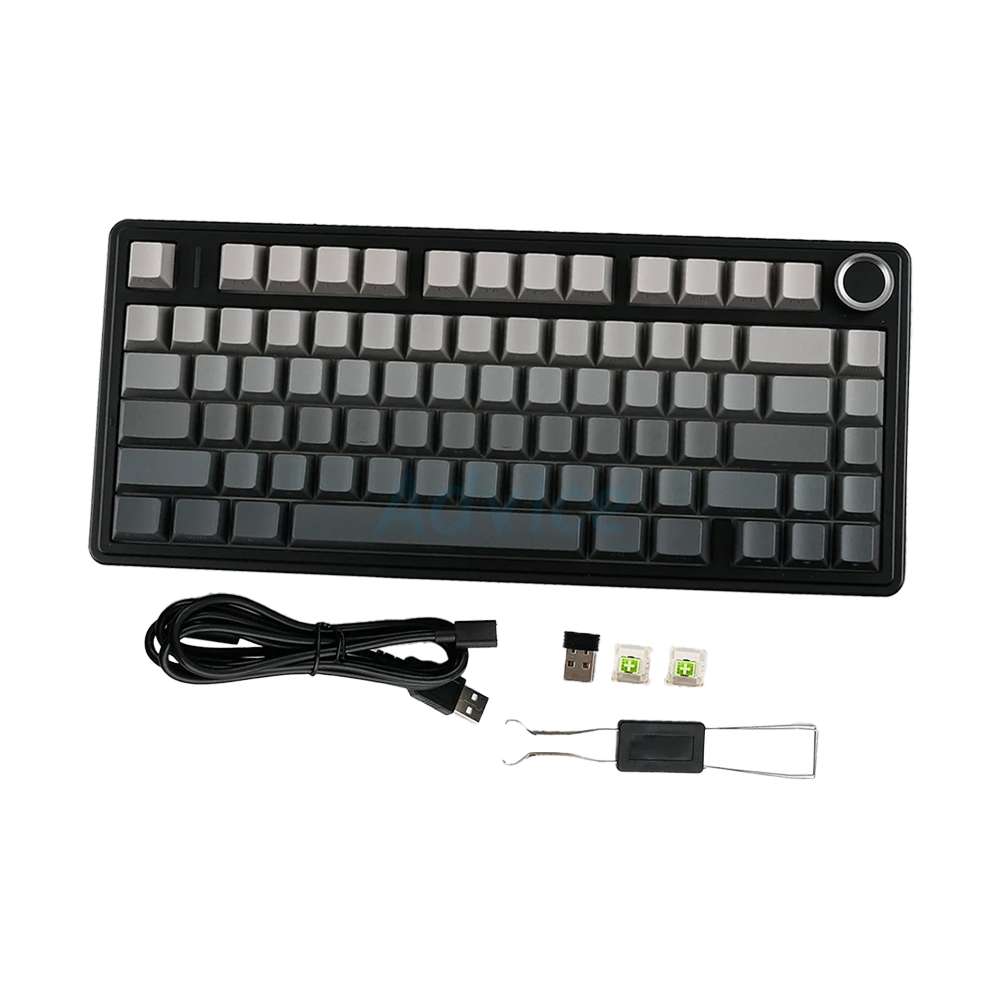 KEYBOARD WIRELESS BLUETOOTH AULA F75 PRO BLACK GRADIENT GREY (GREEN SWITCH คีย์บอร์ด)