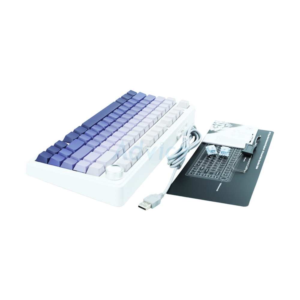 KEYBOARD WIRELESS BLUETOOTH AULA F75 PRO GRADIENT PURPLE (SKY BLUE SWITCH คีย์บอร์ด)