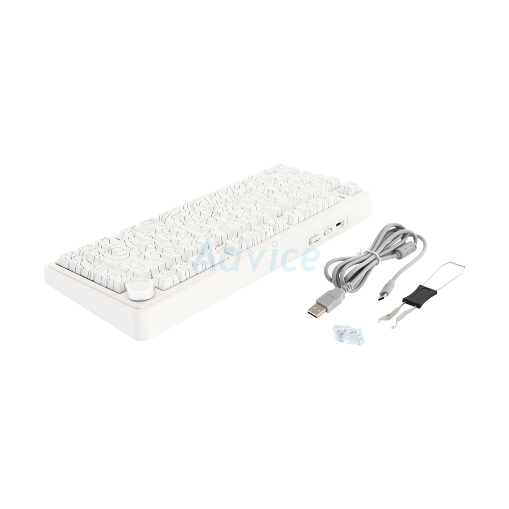 KEYBOARD WIRELESS BLUETOOTH AULA F75 WHITE (CT SKY BLUE SWITCH คีย์บอร์ด)