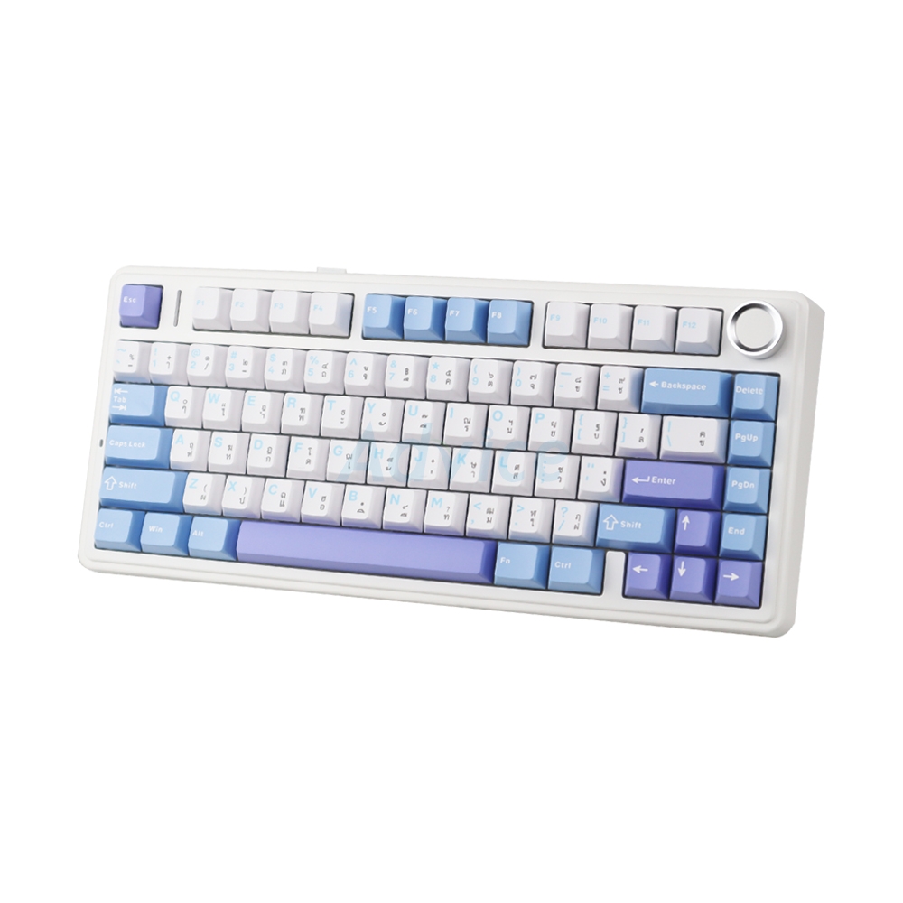 KEYBOARD WIRELESS BLUETOOTH AULA F75 WHITE BLUE PURPLE (SKY BLUE SWITCH คีย์บอร์ด)
