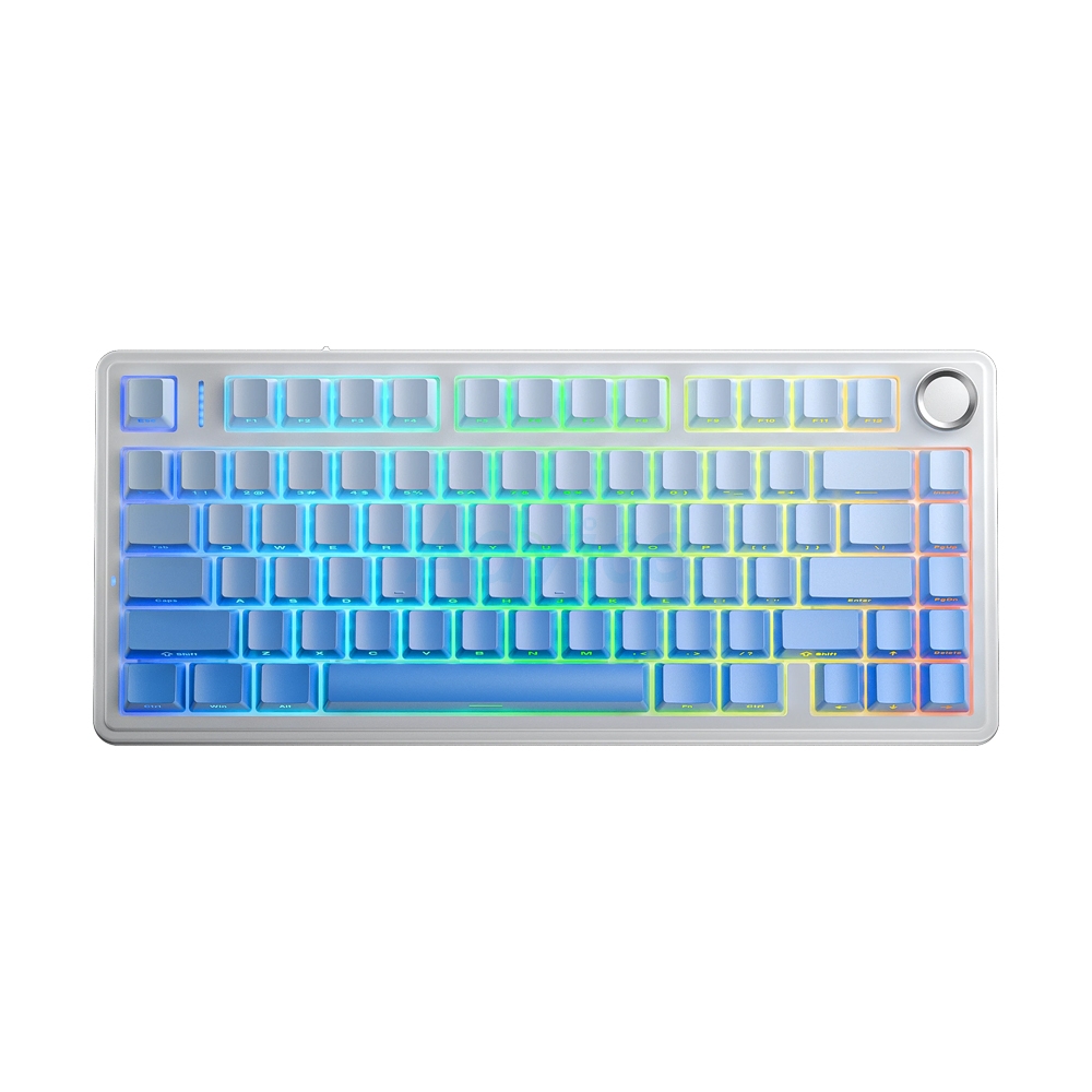 KEYBOARD WIRELESS BLUETOOTH AULA F75 PRO WHITE GRADIENT BLUE (SKY BLUE SWITCH คีย์บอร์ด)