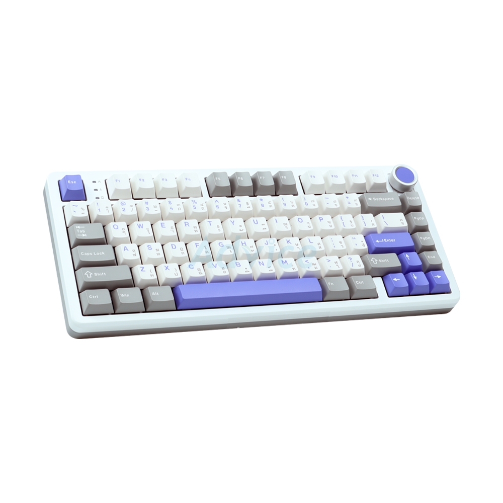 KEYBOARD WIRELESS BLUETOOTH AULA FIRE75 GRAY WHITE BLUE (TTC CARAMEL SWITCH คีย์บอร์ด)