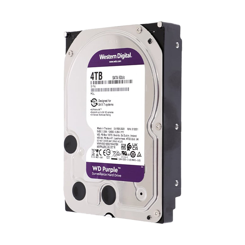 4 TB HDD CCTV WD PURPLE (5400RPM, 128MB, SATA-3, WD44PURZ)