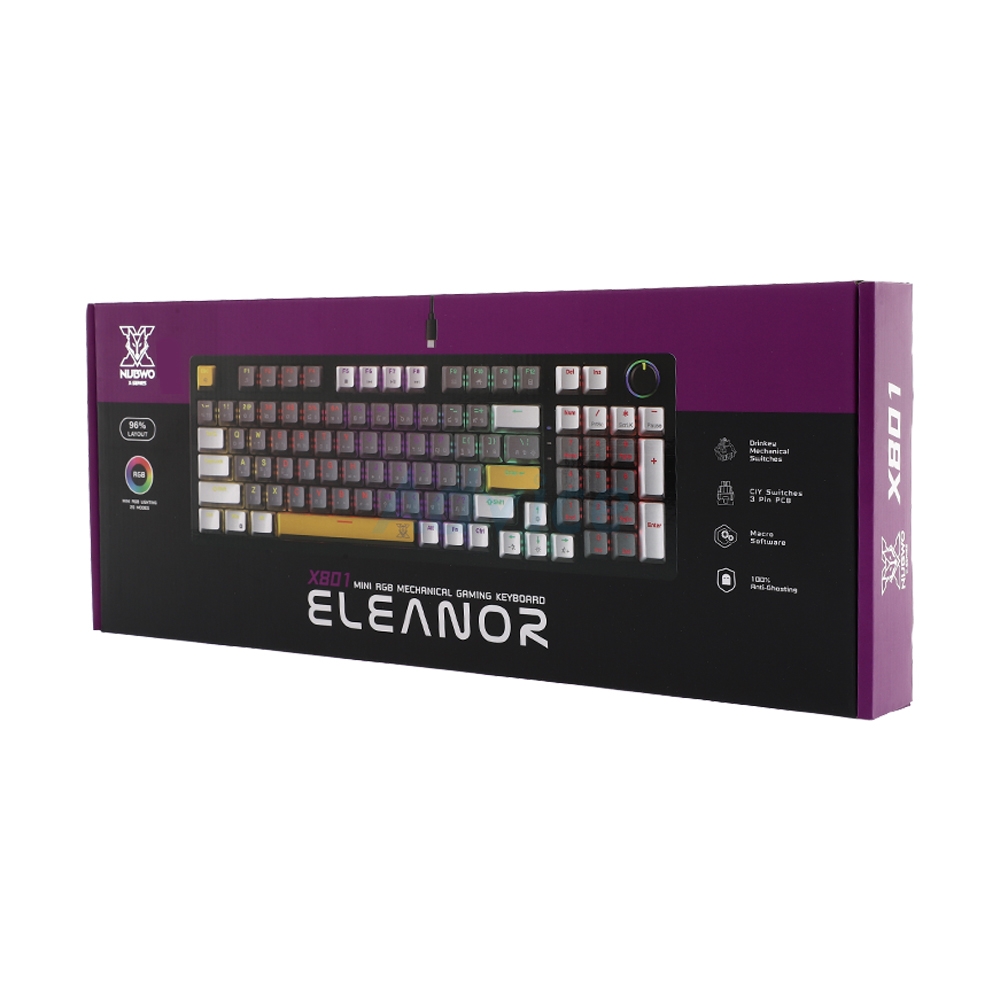 KEYBOARD NUBWO X801 WHTE GREY DESIGN F (RED SWITCH คีย์บอร์ด)