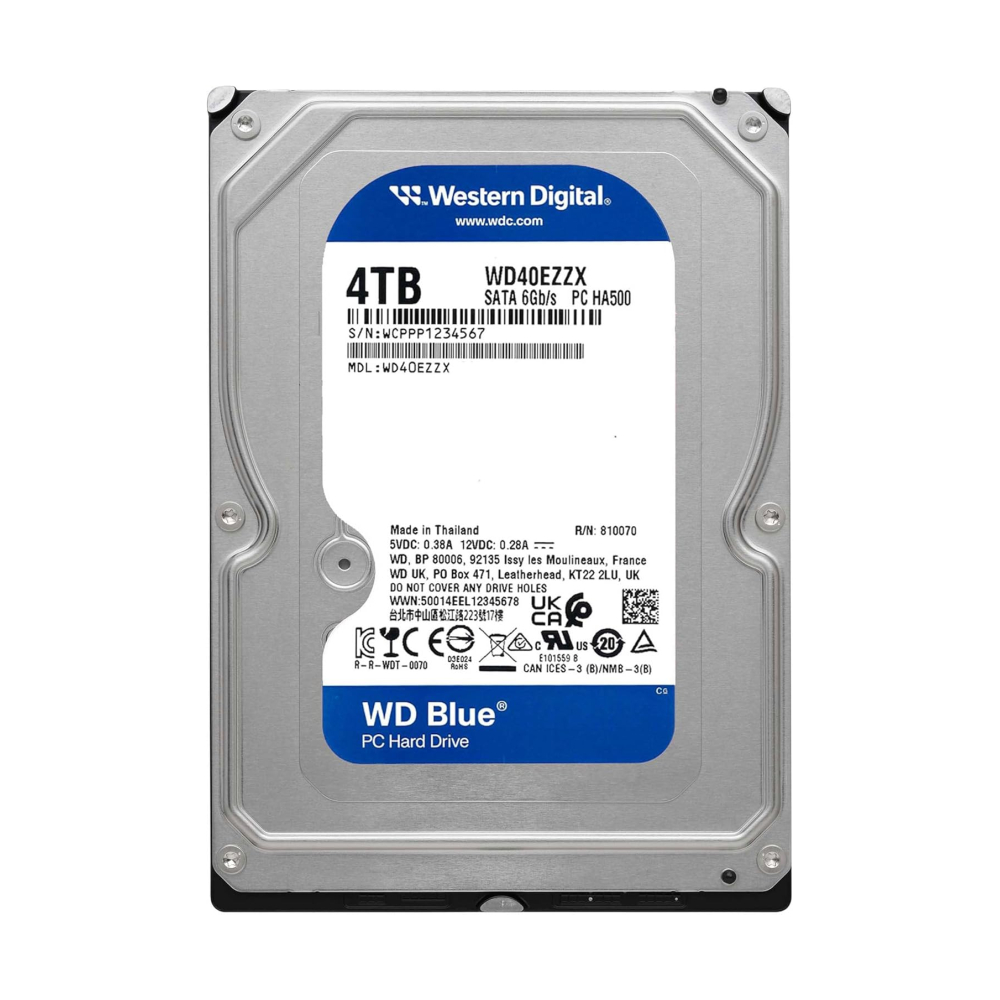 4 TB HDD WD BLUE (5400RPM, 128MB, SATA-3, WD40EZZX)