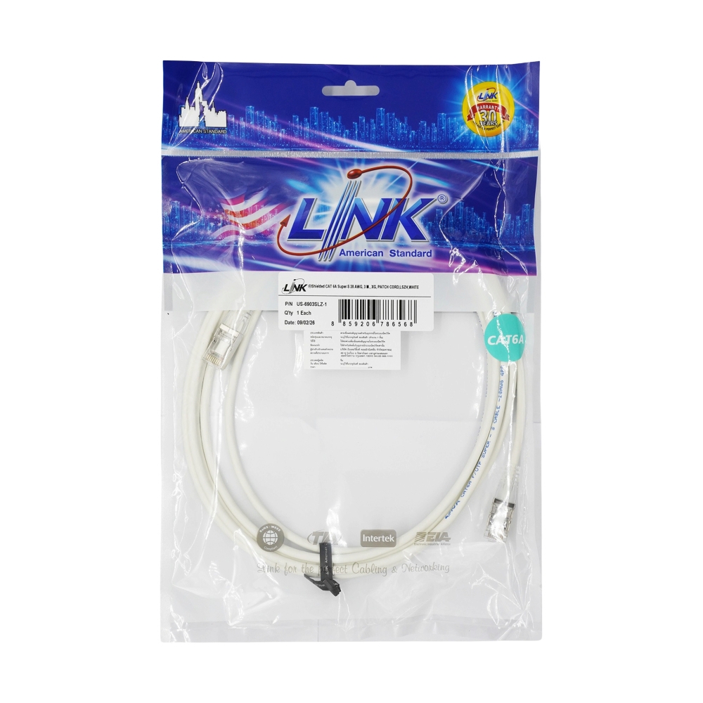 สายแลน CAT6A 3m. LINK (US-6903SLZ-1) White