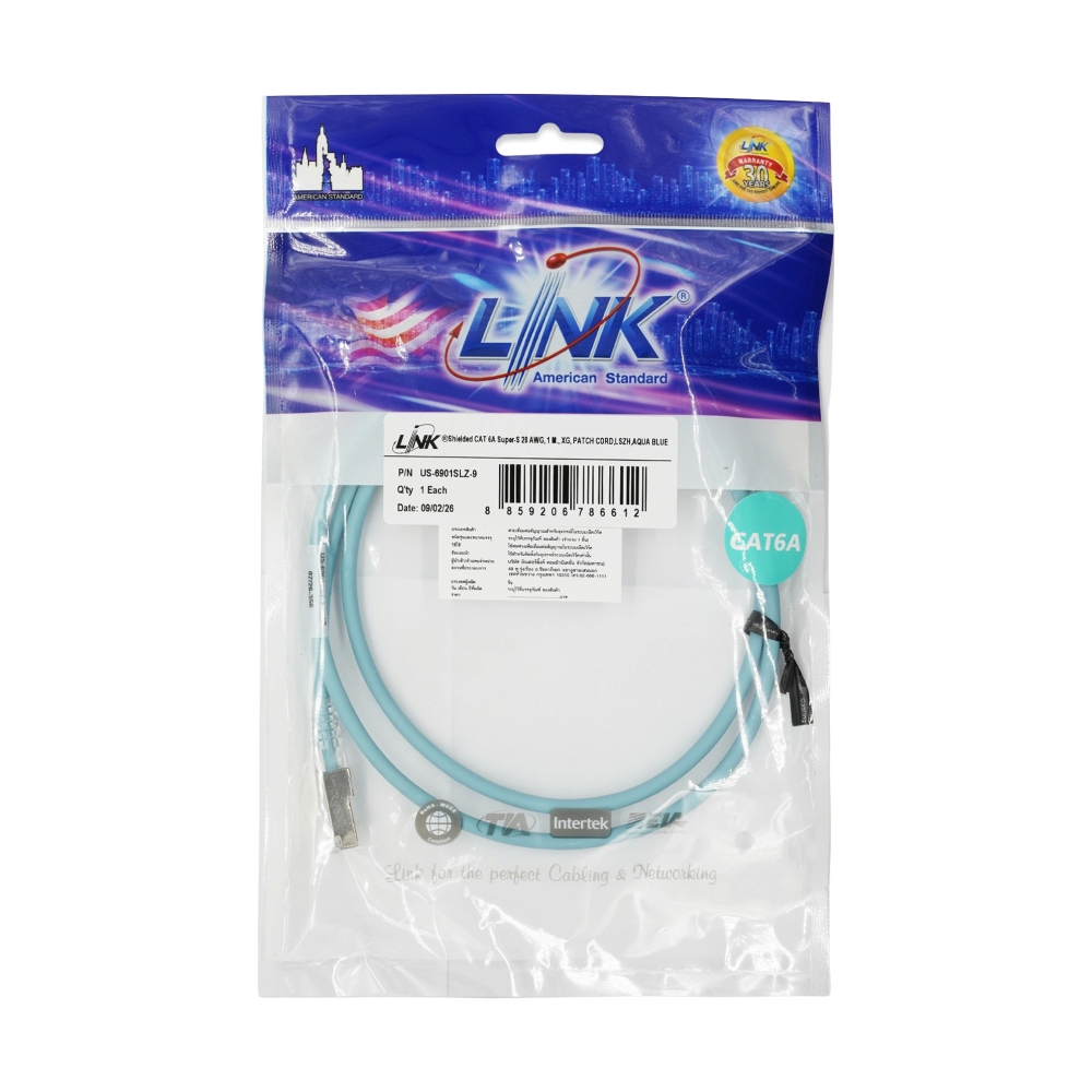 สายแลน CAT6A 1m. LINK (US-6901SLZ-9) Blue