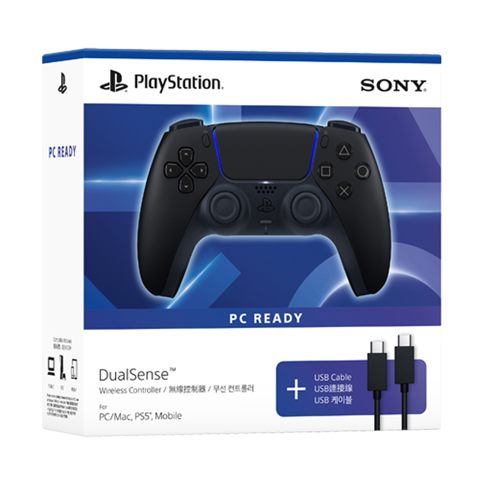 CONTROLLER WIRELESS SONY DUALSENSE MIDNIGHT BLACK + USB CABLE FOR PC (จอยเกมพร้อมสาย)
